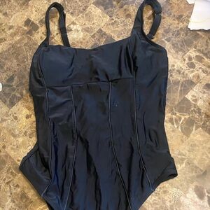 Cupshe Black One-Piece Swimsuit tummy control size L Tall NWT